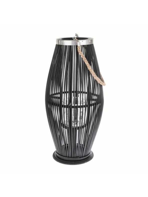 Casa de Engel Бамбуков фенер със стъкло, черен, 0/2