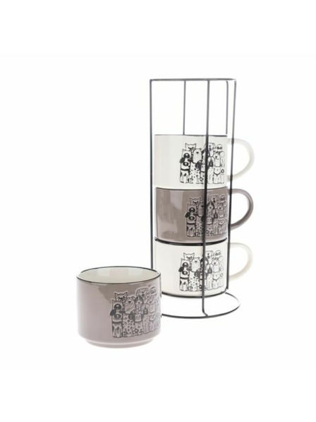 Casa de Engel Керамични чаши в метална поставка, 4x300ml, 1/9