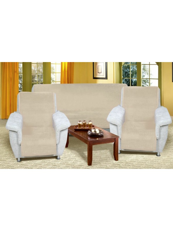 Bellatex Покривка за диван Микро 3+1+1 бежов Белатекс