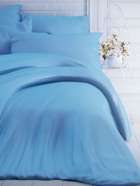 Kvalitex Френско едноцветно памучно спално бельо 200x200, 70x90cm синьо
