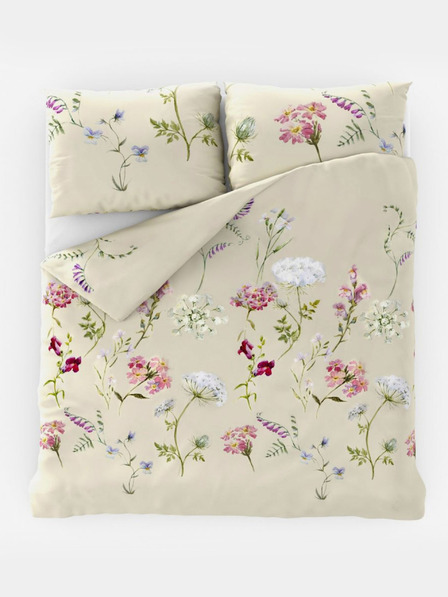 Kvalitex Френско памучно спално бельо DELUX 200x200, 70x90cm BOTANICA кремаво