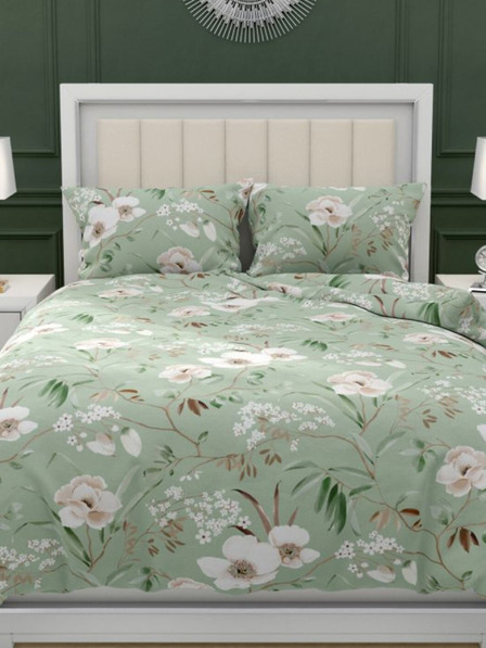 Kvalitex Френско памучно спално бельо DELUX 200x200, 70x90cm MAGNOLIA зелено