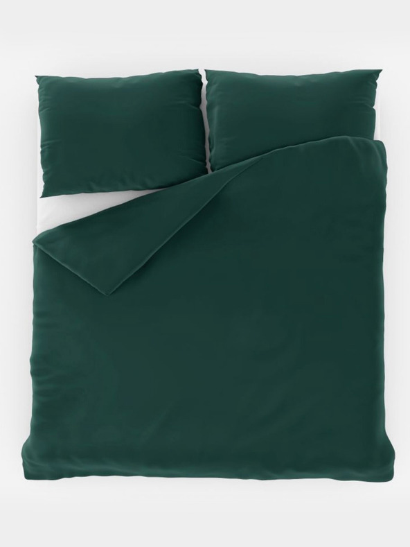 Kvalitex LUXURY COLLECTION 1+2 сатенено френско спално бельо 240x200, 70x90cm тъмнозелено