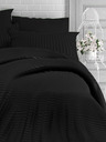 Kvalitex Френско сатенено спално бельо с ивици 1+2, 220x200, 70x90cm черно Kvalitex