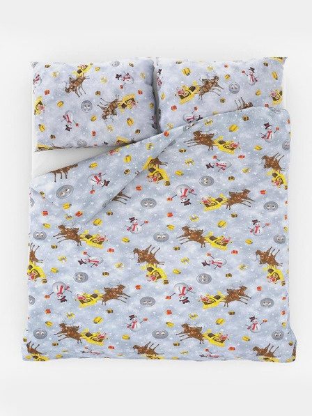 Kvalitex Коледно спално бельо 220x200, 70x90cm SNOWFLIES сиво