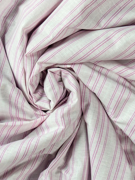 Kvalitex Памучен еластичен чаршаф 100x200см розова райе Kvalitex