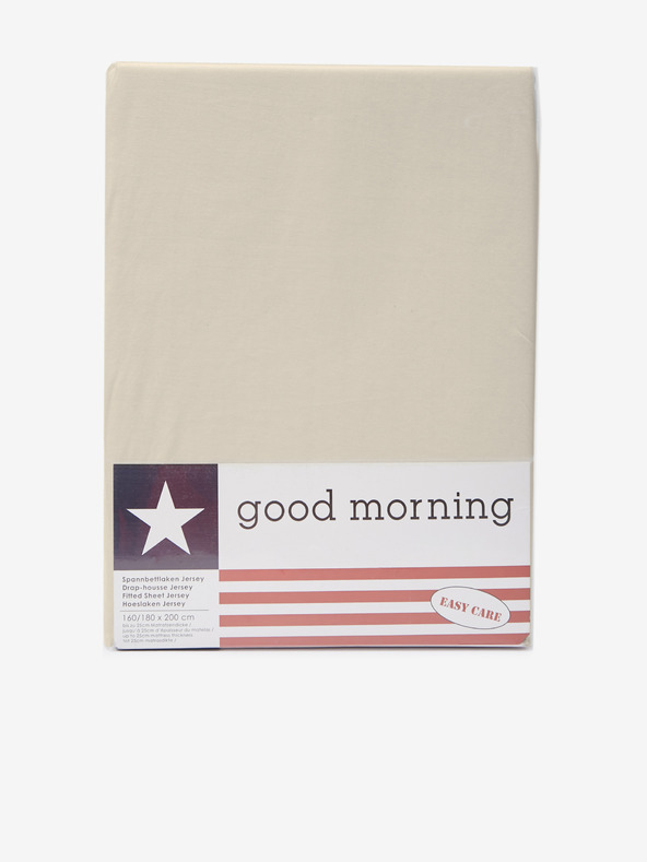 Good Morning 140 x 200 cm - Бежов чаршаф от еластично трико Good Morning