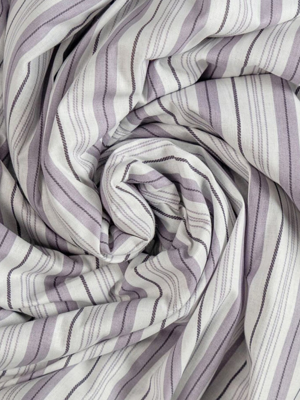 Kvalitex Памучен разтегателен чаршаф 90х200см лилаво райе Kvalitex