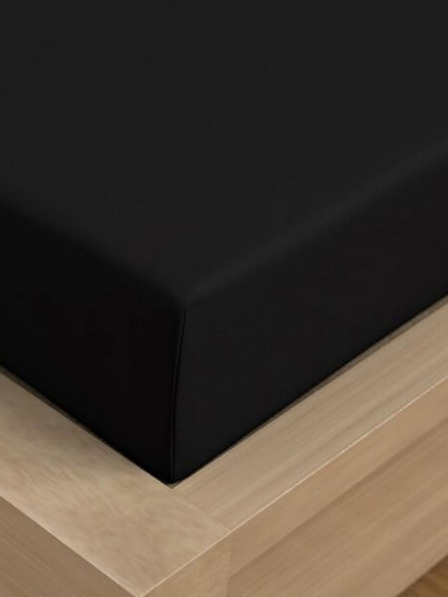 Kvalitex Сатенено чаршаф Luxury Collection 220x200cm черно Kvalitex