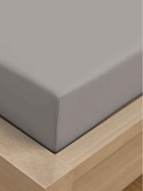 Kvalitex Сатенено чаршаф Luxury Collection 200x200см светлосиво Kvalitex