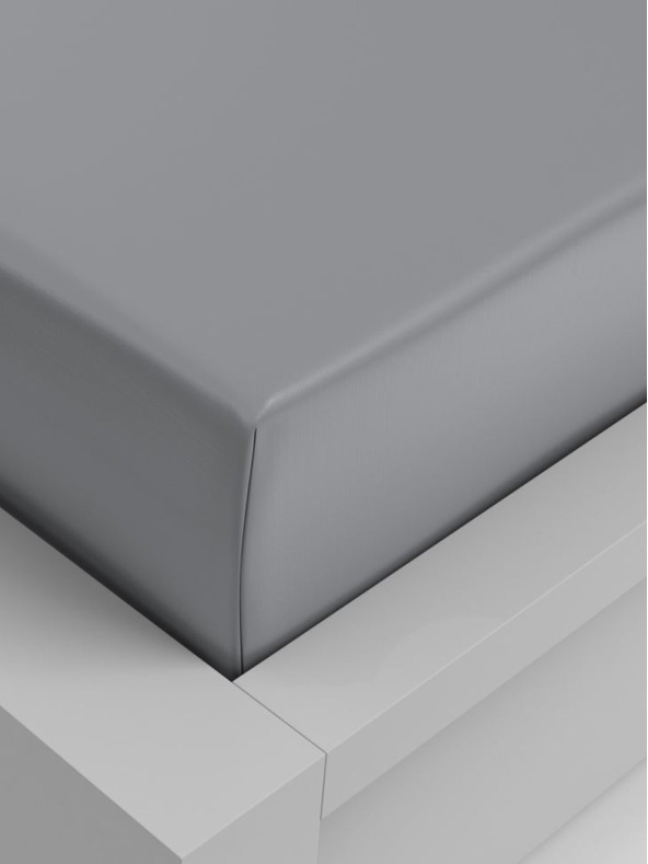 Kvalitex Ластично чаршаф вискоза 200x200см светлосиво