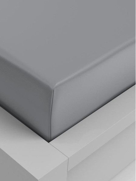 Kvalitex Ластично чаршаф вискоза 200x200см светлосиво