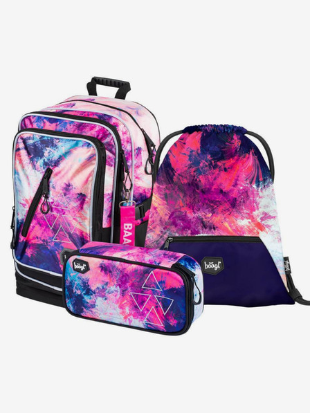 BAAGL  Розов 3 комплекта абстрактни: раница, моливник, чанта Baagl