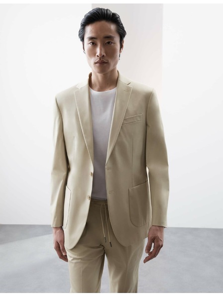 Marks & Spencer Бежово сако с високо съдържание на памук, леко вталено Marks & Spencer