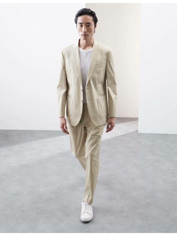 Marks & Spencer Бежово сако с високо съдържание на памук, леко вталено Marks & Spencer