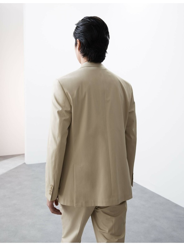 Marks & Spencer Бежово сако с високо съдържание на памук, леко вталено Marks & Spencer