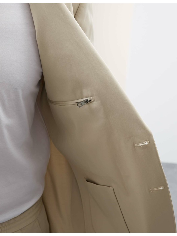 Marks & Spencer Бежово сако с високо съдържание на памук, леко вталено Marks & Spencer