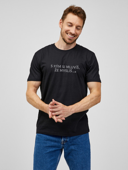 ZOOT.Original Черна мъжка тениска ZOOT.Original С кого си говориш, че мислиш