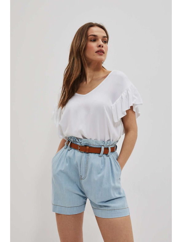 Moodo Светлосини къси панталони от деним за жени Moodo