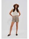 Moodo Дамски къси панталони на сиво и кафяво райе Moodo