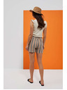Moodo Дамски къси панталони на сиво и кафяво райе Moodo