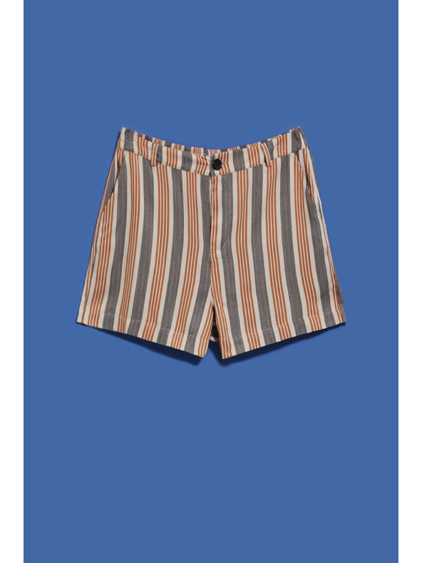 Moodo Дамски къси панталони на сиво и кафяво райе Moodo