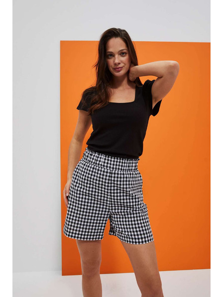 Moodo Бели и черни дамски карирани къси панталони Moodo