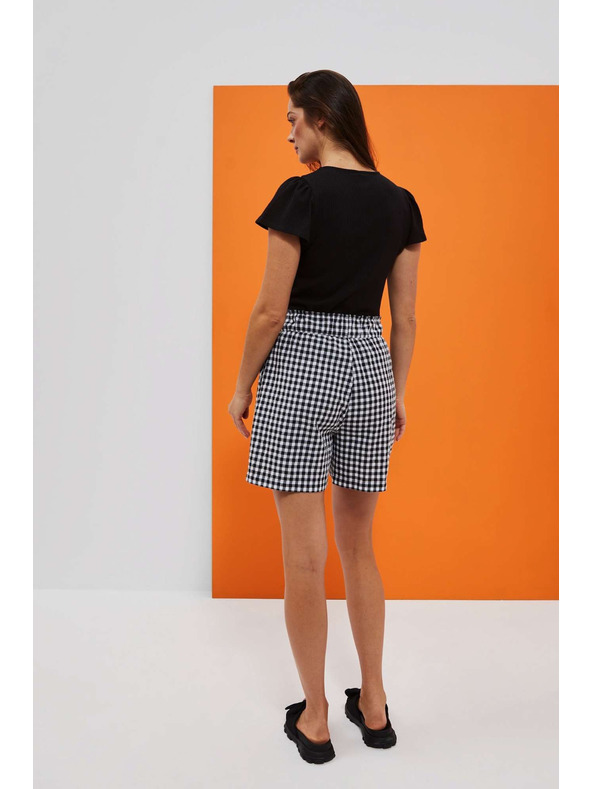Moodo Бели и черни дамски карирани къси панталони Moodo