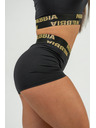 Nebbia NEBBIA Дамски шорти с висока талия INTENSE Leg Day 832 Gold XS, черни/златни