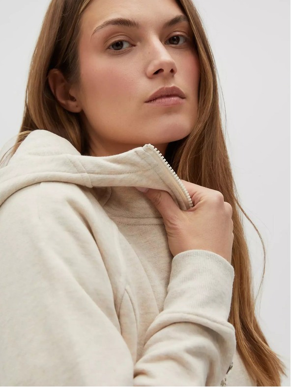 Moodo Бежов дамски суитшърт с качулка и цип Moodo