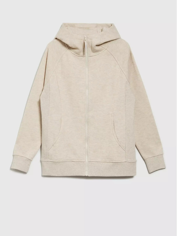 Moodo Бежов дамски суитшърт с качулка и цип Moodo