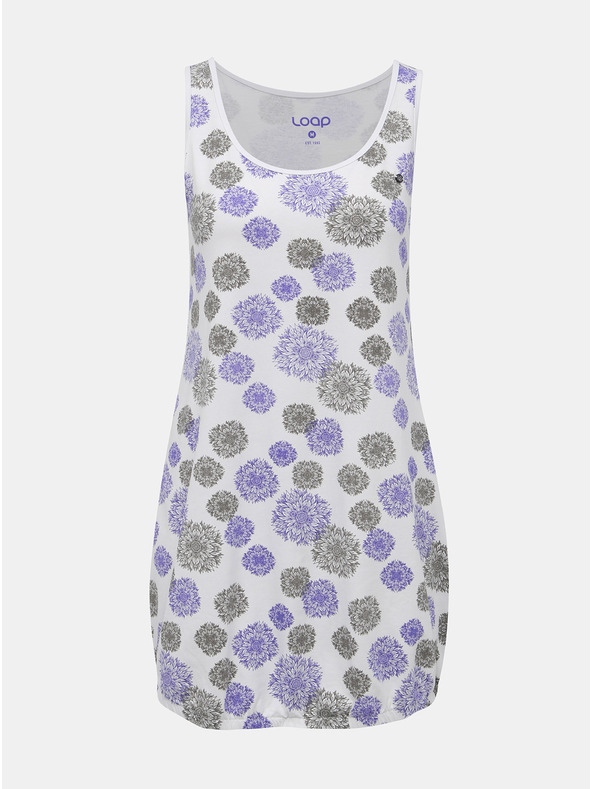 Loap Бял дамски дълъг цветен топ LOAP Adelka