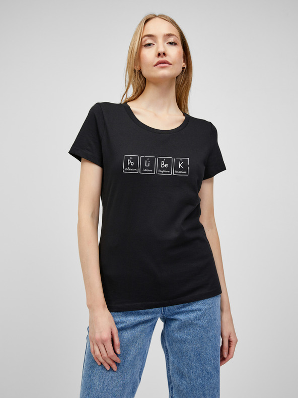 ZOOT.Original Черна дамска тениска с принт ZOOT.Original Kiss