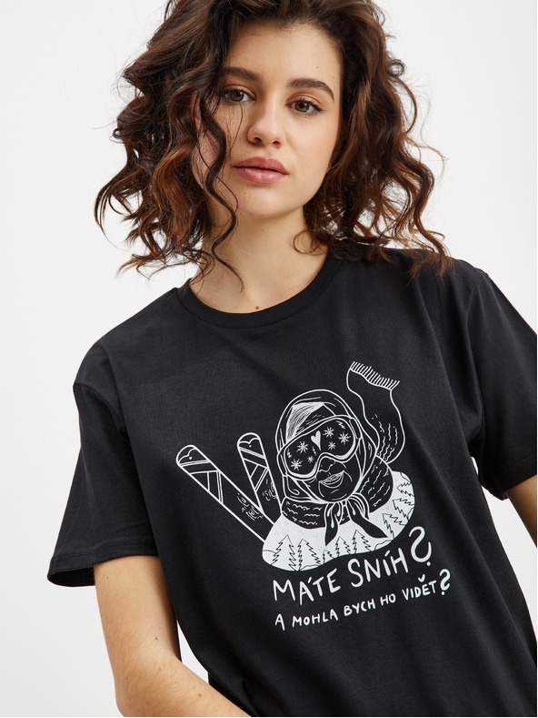 ZOOT.Original Черна дамска тениска Zoot Original Do You Have Snow