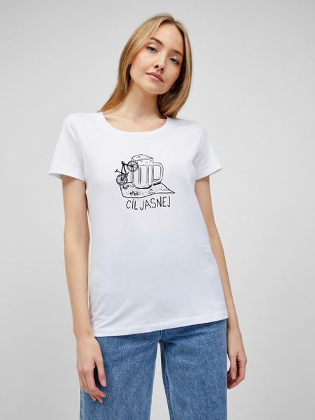 ZOOT.Original Бяла дамска тениска с принт ZOOT.Original Goal Bright