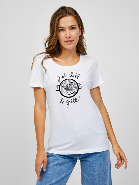 ZOOT.Original Бяла дамска тениска ZOOT.Original Just chill & grill