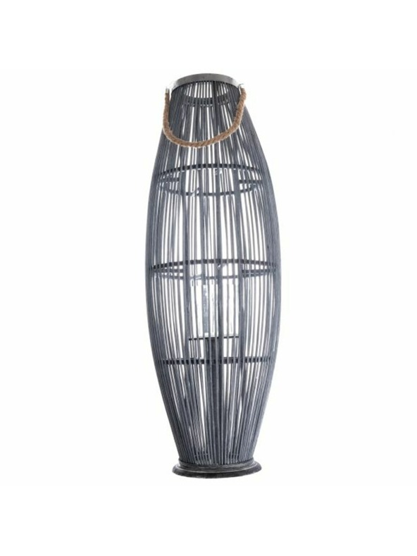 Casa de Engel Бамбуков фенер със стъкло, сив, 0/2