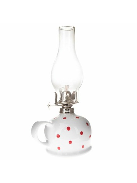 Casa de Engel Керамична лампа на керосин, бяла с червени точки, 0/9