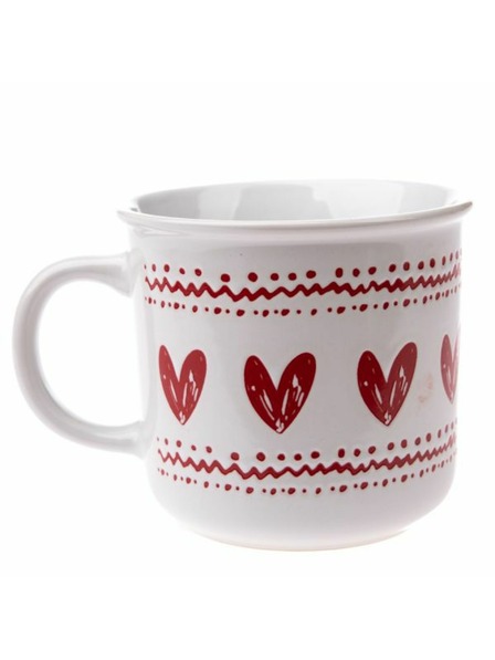 Casa de Engel Керамична чаша със сърца, бяла, 450ml, 6/36