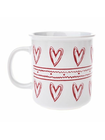Casa de Engel Керамична чаша със сърца, бяла, 710мл, 6/24