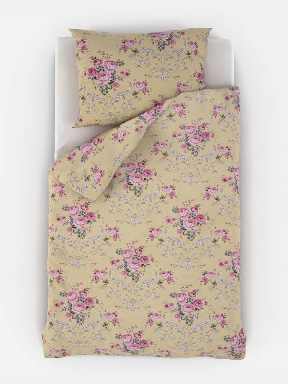 Kvalitex Френско спално бельо от удължен памук PROVENCE COLLECTION 240x220, 70x90cm CLER жълто