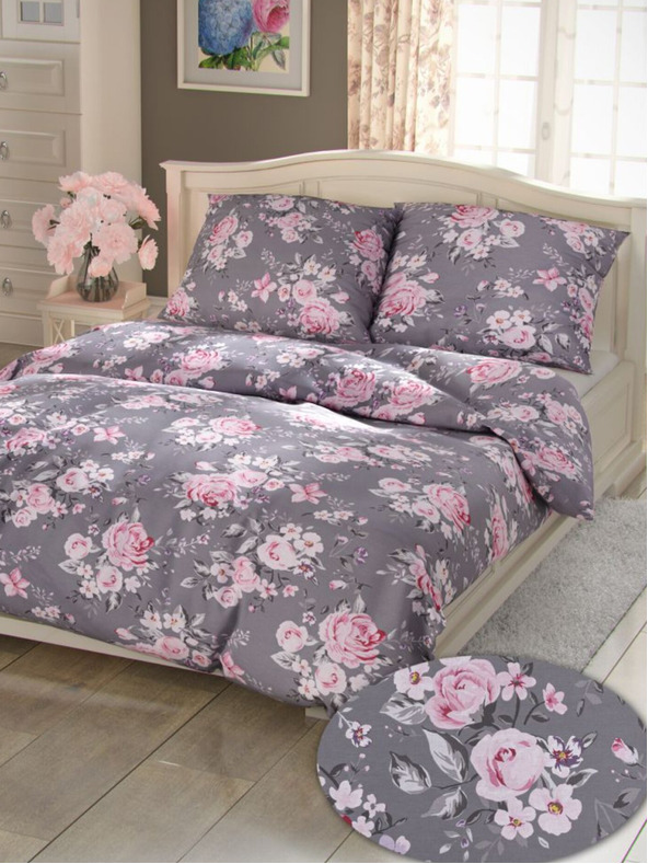 Kvalitex Френско памучно спално бельо Provence Collection 220x200, 70x90cm Беатрис сиво Kvalitex