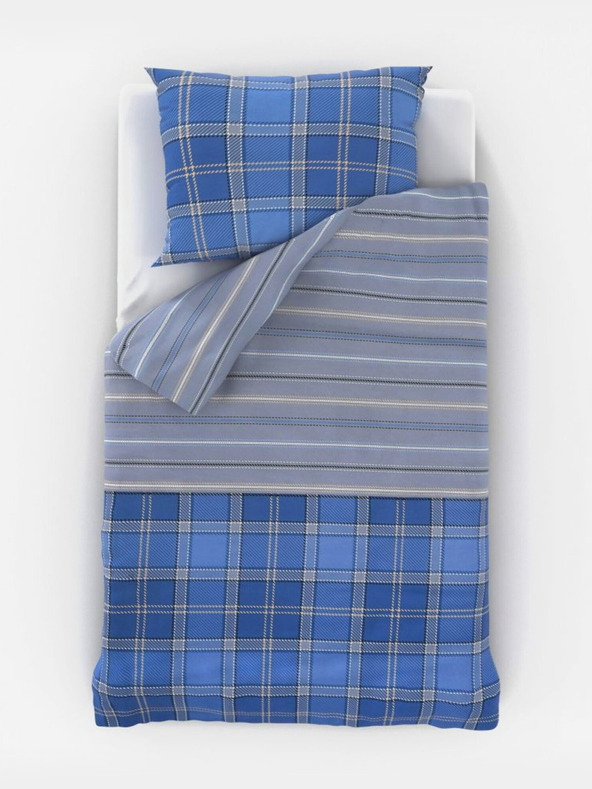 Kvalitex Класическо памучно спално бельо DELUX 140x200, 70x90cm КАМПУС синьо