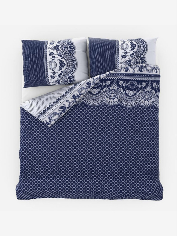 Kvalitex Разширено памучно спално бельо Standard Canzone blue 140x220, 70x90cm Kvalitex