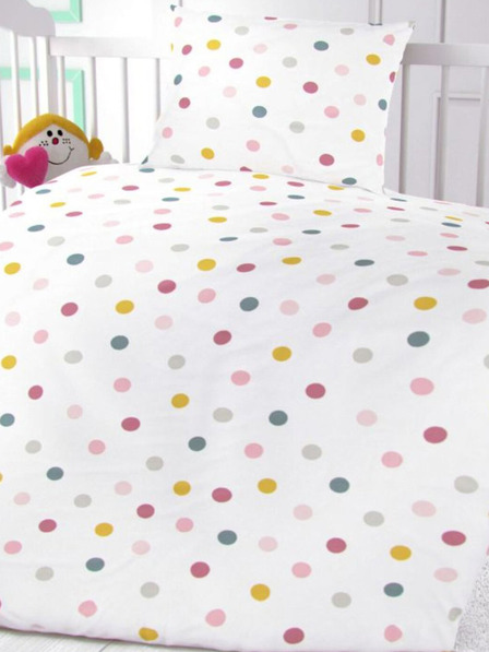 Kvalitex Памучно спално бельо за детско креватче Топки върху бяло Qualitex