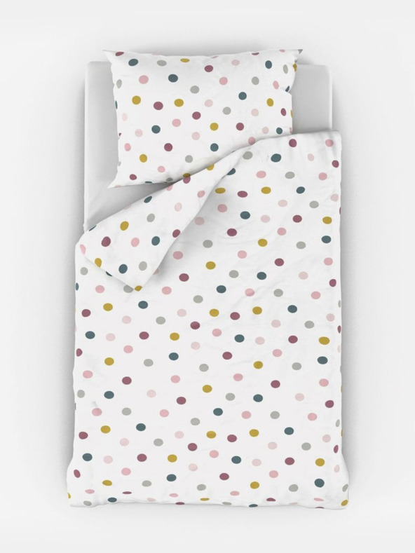 Kvalitex Памучно спално бельо за детско креватче Топки върху бяло Qualitex