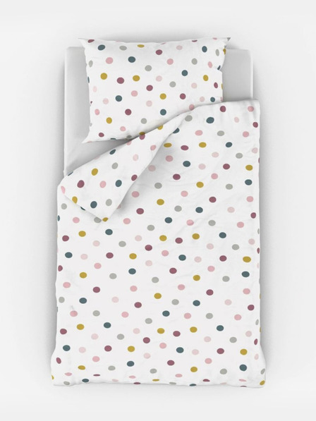 Kvalitex Памучно спално бельо за детско креватче Топки върху бяло Qualitex