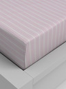 Kvalitex Памучен еластичен чаршаф 140x200см розова райе Kvalitex