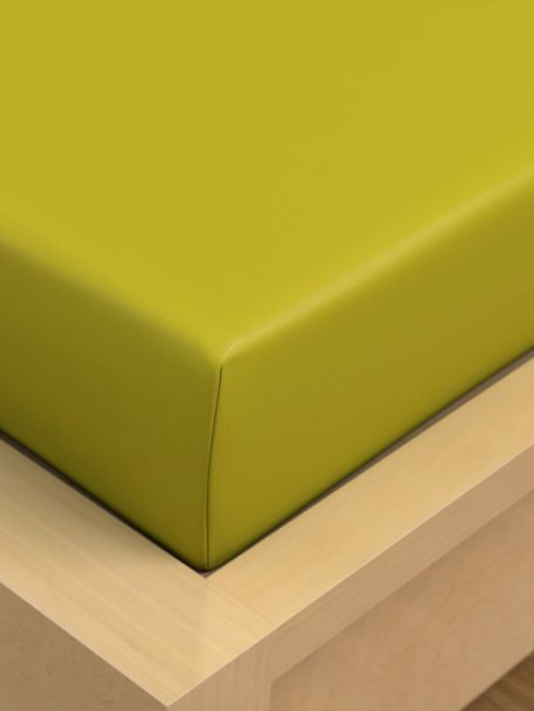 Kvalitex Памучен еластичен чаршаф 90x200см светло зелено Kvalitex