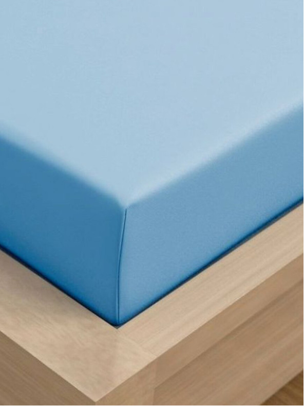 Kvalitex Постелка от жарсе с ликра 120x200cm светлосиня Kvalitex